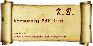 Korsunsky Bálint névjegykártya